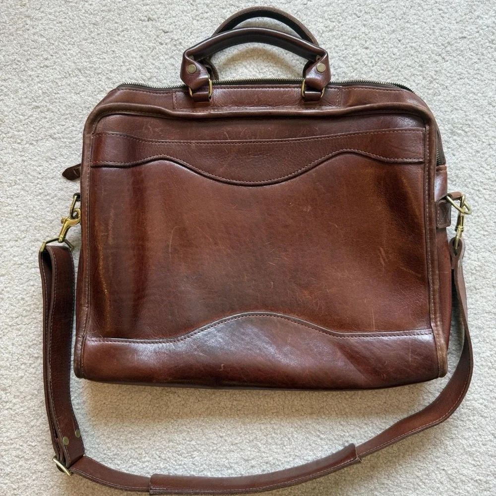 J.W. Hulme Leather‎ Briefcase –Made in USA Vintage Briefcase With Shoulder Strap
